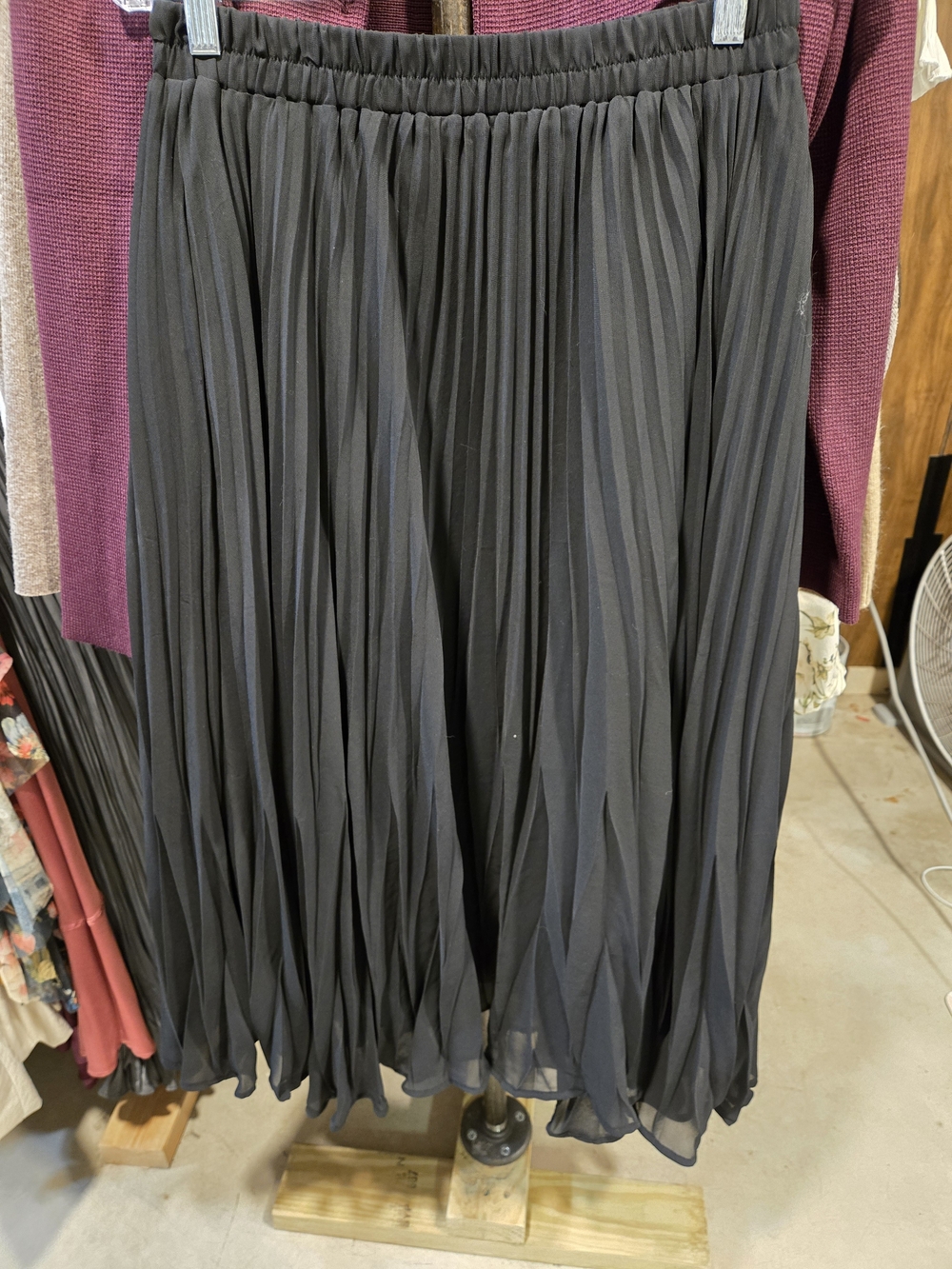 a new day Black Pleated Midi Skirt